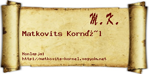 Matkovits Kornél névjegykártya