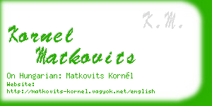kornel matkovits business card